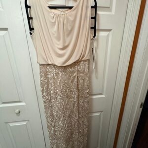 Betsy & Adam Cream Sleeveless Dress